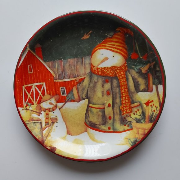 Set of 2 Matching Snowman Plates - Never Used - Picture 2 of 8
